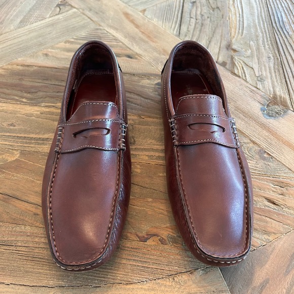 To Boot New York Adam Derrick Mens Brown Leather Driving Moccasins Loafers Shoes - Picture 2 of 12